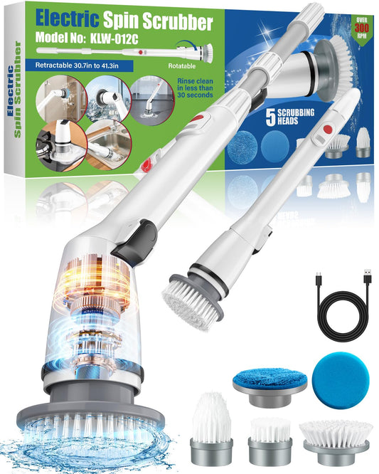 Advanced Cordless Spin Scrubber with Extension Arm